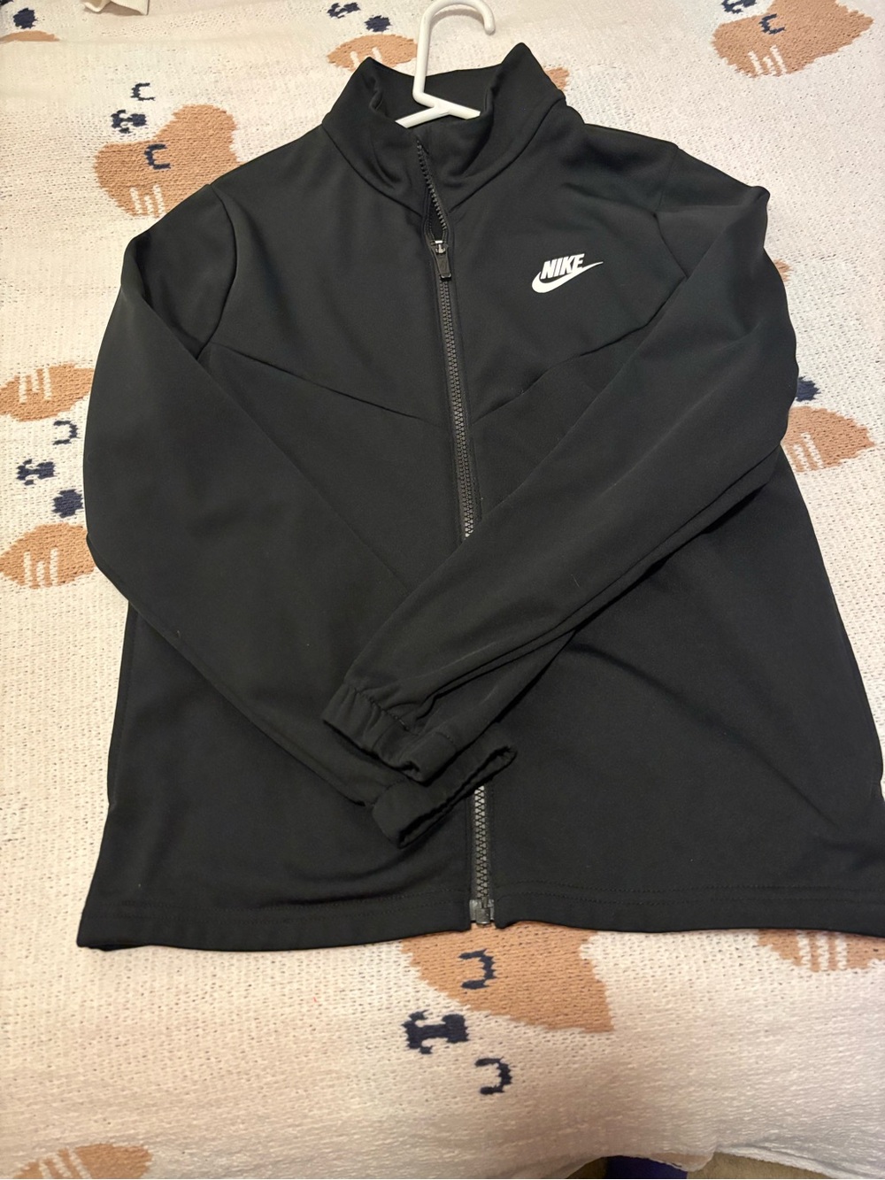 Nike Black Full-Zip Kids Jacket with White Logo